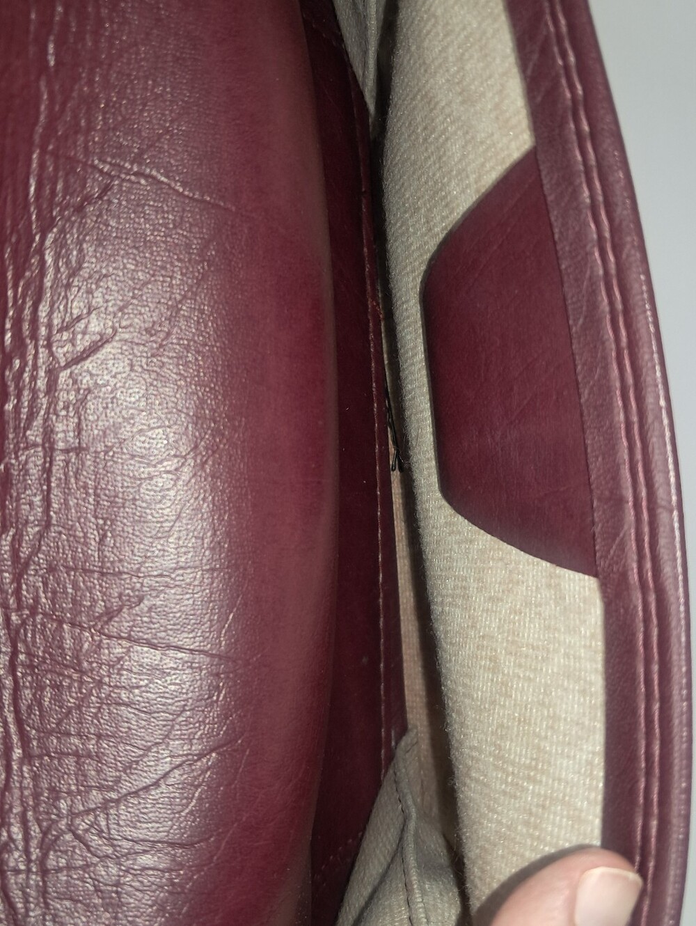 Vintage 1980s Samsonite Burgundy Leather Briefcase Flapover Attache Mexico - Picture 7 of 16